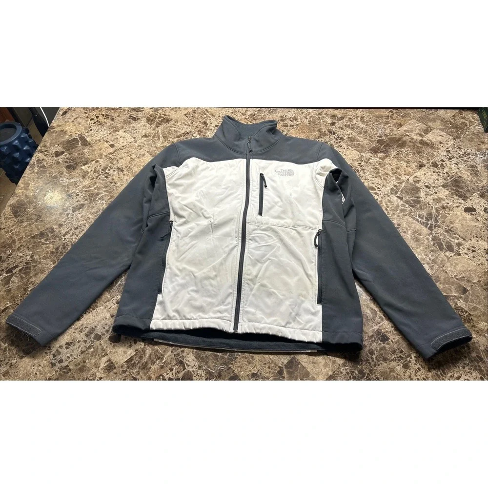 The North Face Apex Bionic Softshell Jacket Mens Medium Grey White Windbreaker
